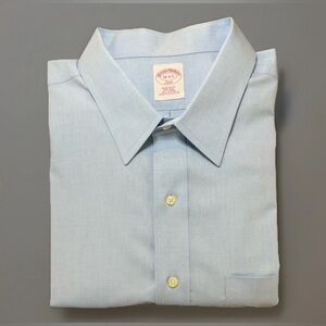 Brooks Brothers 346 Non Iron Regular Fit All Cotton Blue Dress Shirt 18 4/5